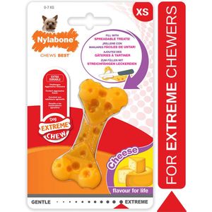 Nylabone Extreme kauwbot met kaassmaak - Voor de Krachtigste Kauwers - Vulbaar met Smeersels zoals Pindakaas -X-Small