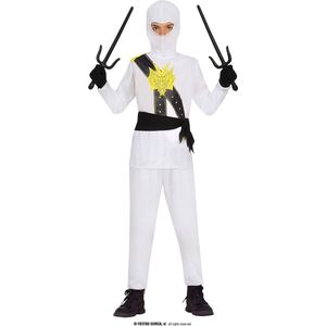 Guirca - Ninja & Samurai Kostuum - Witte Ninja The Insane Legend Kind Kostuum - Wit / Beige - 5 - 6 jaar - Carnavalskleding - Verkleedkleding