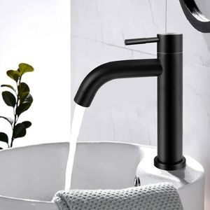 Inovra ® Koudwaterkraan, Zwart Roestvrij Staal Wastafel Kraan Wastafel Kraan Badkamer Kraan Koud Water Kraan Koud Water met Aansluitslang (B)