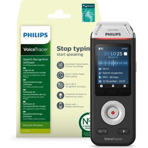 Philips Audio Recorder DVT28225, Stereo, 8GB, Nuance Dragon Spraakherkenningsoftware Recorder Edition 13 (Windows)