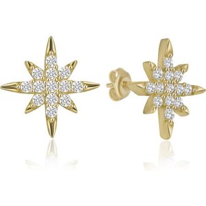 Vallende Ster Oorknop Gold Plated Zirkonia  (925 sterling zilvergehalte) Oorbel Trendy Minimalistisch Goudkleurig Bedel Meisje | Cadeau Voor Vrouw
