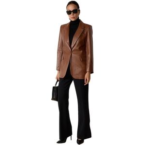 Trendyol Zwart Geweven Oversized Blazerjack Van Kunstleer Twoss23Bc00049