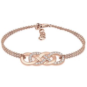 Elli Dames Armband Dames Infinity Liefde met Kristallen in 925 Sterling Zilver Rose Goud Geplateerd