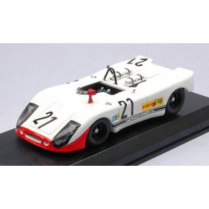 De 1:43 Diecast Modelauto van de Porsche 908/2 Flunder Spider #21 van Hockenheim in 1970. De bestuurder was Niki Lauda. De fabrikant van het schaalmodel is Best-Model. Dit model is alleen online verkrijgbaar