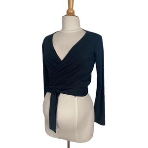 FRAGILE Cardigan (Wrap) met lange mouw X1101 Cotton/Modal Jersey kleur: donker blauw, maat XS
