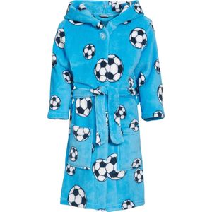Playshoes - Fleece badjas voor kinderen - Voetbal - Blauw - maat 122-128cm