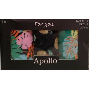 Sokken dames - Heren - Apollo | Tropical Green Socks | 3-Pack Giftbox | Maat 41-46 - CADEAU - Vaderdag - Moederdag