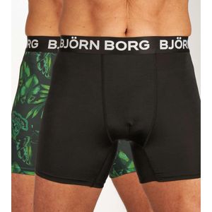 Bjorn Borg - Björn Borg Performance Boxershorts 2-Pack Zwart Groen - Heren - Maat M - Body-fit