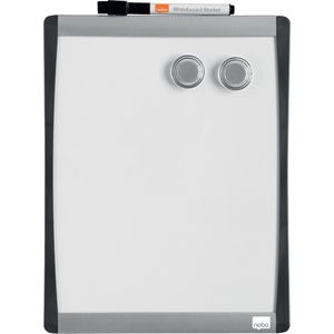 Nobo Mini Magnetisch, Droog Uitwisbaar Whiteboard 21,5 x 28 cm - Inclusief Marker, Magneten en Foamtape - Wit