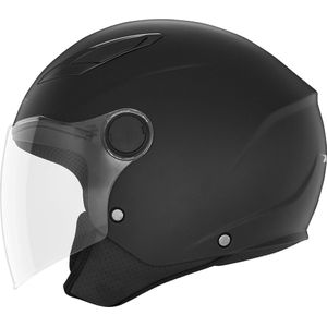 Kinder jethelm in matzwart - Motorhelm voor kinderen in matzwart - Jethelm voor kinderen in matzwart - scooterhelm voor kinderen - 22.06 gekeurde Kinderhelm - Maat L - 51-52 cm