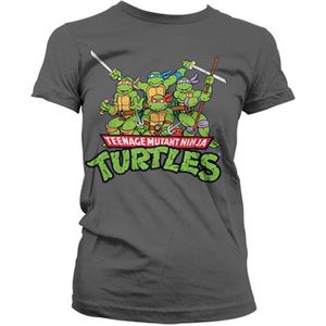 Teenage Mutant Ninja Turtles Dames Tshirt -S- Turtles Distressed Group Grijs