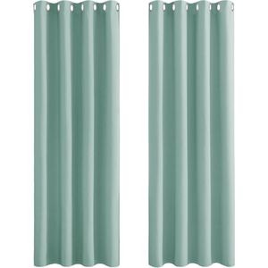 Goodivery ® Verduisterende Gordijnen met Oogjes voor Woonkamer en Slaapkamer, 245 x 140 cm, Zomergroen, Set van 2