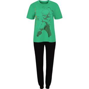 Naruto - Herenpyjama met korte mouwen, katoenen pyjama, groen en zwart, OEKO-TEX / XS
