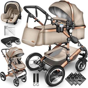 Multifunctionele 3-in-1 Kinderwagenset met Reiswieg, Buggy en Autostoel
