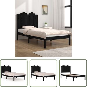 vidaXL Bedframe Massief Grenenhout Zwart 75x190 cm Bed Frame - Houten Bedframe - Grenenhouten Bedframe - Zwart Bedframe - Klein Tweepersoonsbed