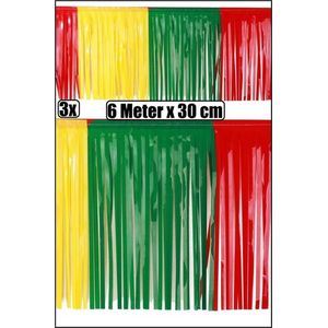 3x PVC slierten folie guirlande rood/geel/groen 6 meter x 30 cm BRANDVEILIG