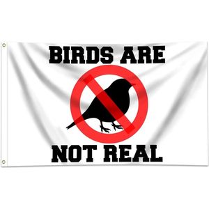 Birds are not real Spandoek - 150 x 90 CM - Doek - Vogels - Grappig - Complot - Humor - Vlag - Voor binnen en buiten - Banner