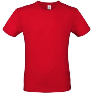 Set van 2x stuks rood basic t-shirt met ronde hals voor heren - katoen - 145 grams - rode shirts / kleding, maat: L (52)