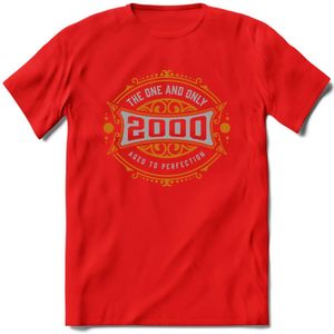 2000 The One And Only T-Shirt | Goud - Zilver | Grappig Verjaardag  En  Feest Cadeau | Dames - Heren | - Rood - XXL