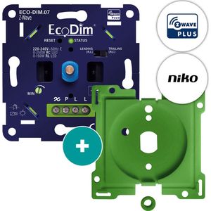EcoDim Z-Wave led dimmer, ECO-DIM.07 Z-Wave, druk/draai, inbouw, Touchlink, 0-250W LED, voor Niko