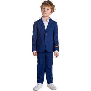 OppoSuits Daily Dark Blue - Casual Jongens Pak - Voor Bruiloften, Schoolfeesten en Casual Chic - Inclusief Pantalon en Blazer - Blauw - Maat: EU 122/128 - 8 Jaar