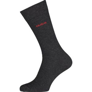 HUGO logo sokken (2-pack) - herensokken katoen - antraciet grijs - Maat: 43-46