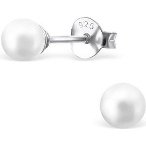 Amanto Oorbellen Elki White - 925 Zilver E-Coating - Parel - ∅4mm