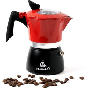 Rode premium aluminium moka pot 3 espressokopjes percolator - Italiaans koffiezetapparaat - Griekse koffiezetapparaat voor cappuccino - latte