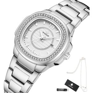 WWOOR - Horloge Dames - Cadeau voor Vrouw - 30 mm - Zilver Wit