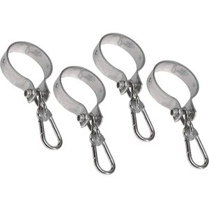 4x Schommelhaken / bevestigingshaken met spanband en karabijnhaak - diameter 10 cm - voor ophangen en bevestigen van schommels / voorwerpen - band schommelhaken / karabijnhaken