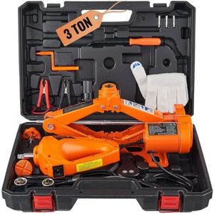 Stemily Auto Krik - Elektrisch - Draagbaar - tot 3 Ton - Sigarettenaansteker of Autobatterij - Incl. Slagmoersleutel