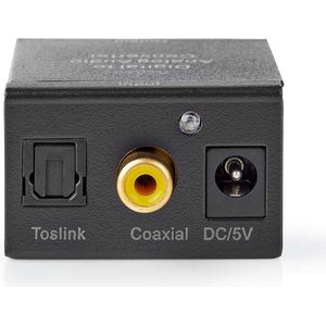Optische Toslink en Coaxiaal Naar Stereo Tulp en 3,5mm Jack Omvormer - Met Optische Kabel - Zwart