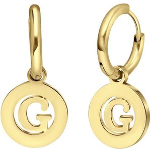 Lucardi Dames Goldplated oorbellen met letter - G - Oorbellen - Cadeau - Staal - Goudkleurig