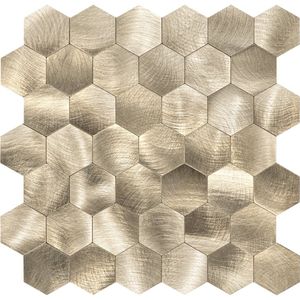 Zelfklevende Mozaïek Tegel - Afimona Hexagon XL - Geborsteld Goud - 290x288mm