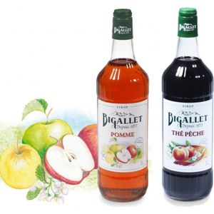 Bigallet sodamaker limonadesiroop voordeelpakket Perzikthee & Appel - 2 x 100 cl