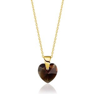 Montebello Ketting Amy KHG437 - Swarovski® Hart - 925 Zilver Verguld - Ø10mm - 45cm