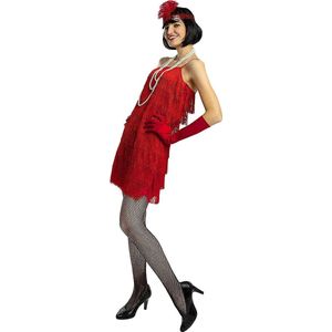 Funidelia | 1920s Flapper kostuum in rood voor vrouwen - De jaren '20, Cabaret, Gangster, Decennia - Kostuum voor Volwassenen Accessoire verkleedkleding en rekwisieten voor Halloween, carnaval & feesten - Maat XXL - Rood