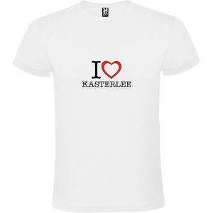 Wit T shirt met print van 'I love Kasterlee' print Zwart / Rood size S