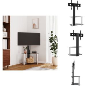 vidaXL Hoekstandaard Tv - Hoekstandaarden Tv - Tv-meubel - Tv Kast - Tv-standaard hoek 2-laags voor 32-70 inch zwart en zilverkleur