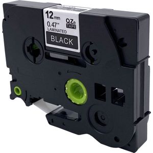 DULA Brother Compatible label tape- Tze-335 - 1 cassette - Brother P-Touch - Wit op zwart - 12mm x 8m