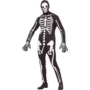 Widmann - Spook & Skelet Kostuum - Geil Skelet Met Leuter - Man - Zwart, Zwart / Wit - XL - Halloween - Verkleedkleding