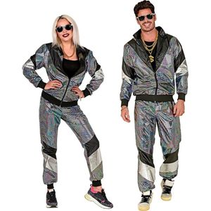 Widmann - Jaren 80 & 90 Kostuum - Spaceman Disco Bal Jaren 80 Kostuum - Zwart, Zilver - Small - Carnavalskleding - Verkleedkleding