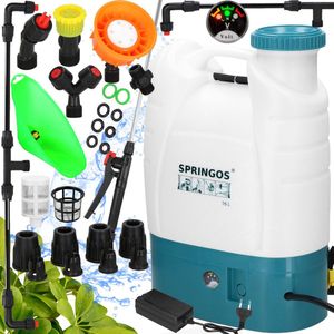 Springos Drukspuit - Elektrische - Accu - Planten - Onkruidbestrijding - Regelbare Sproeikop - 16 Liter