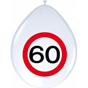 16x stuks Ballonnen 60 jaar verkeersbord versiering