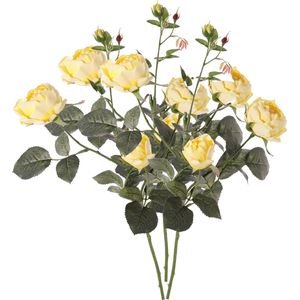 Top Art Kunstbloem roos Ariana - 3x - geel - 73 cm - plastic steel - decoratie bloemen