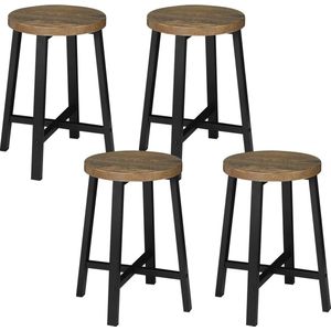 Rootz eetkamerstoelen set van 4 - krukken - stoelen met metalen poten - industriële vintage stijl - verbeterde stabiliteit - ruimtebesparend ontwerp - 29,5 cm x 46 cm x 29,5 cm