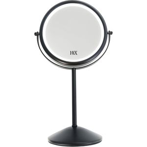 Vergrote Make-upspiegel met Verlichting en 360° Draaioptie - Dubbelzijdig 1X/10X Compact en Draagbaar