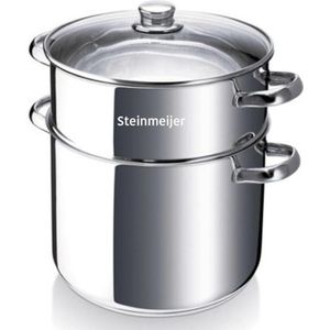 Steinmeijer Stoompannenset -6L RVS Ø 24 cm - 3-delig - Voorzien Van 6-Laags Bodem