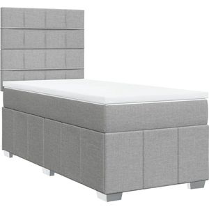 vidaXL - Boxspring - met - matras - stof - lichtgrijs - 80x200 - cm