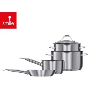 Smile - 7-delige Pannenset - Inductie Pannenset - RVS - Kookpannen - Geschikt voor alle warmtebronnen - MGK-20 - Pannen
